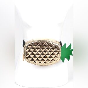 Gold Metallic Quilted Pineapple Belt Bag